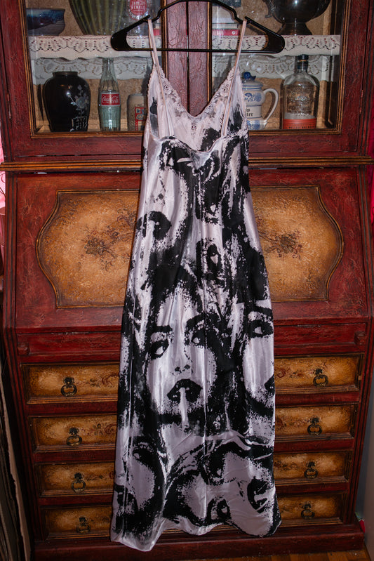 All Over Print Silk Slip Dress
